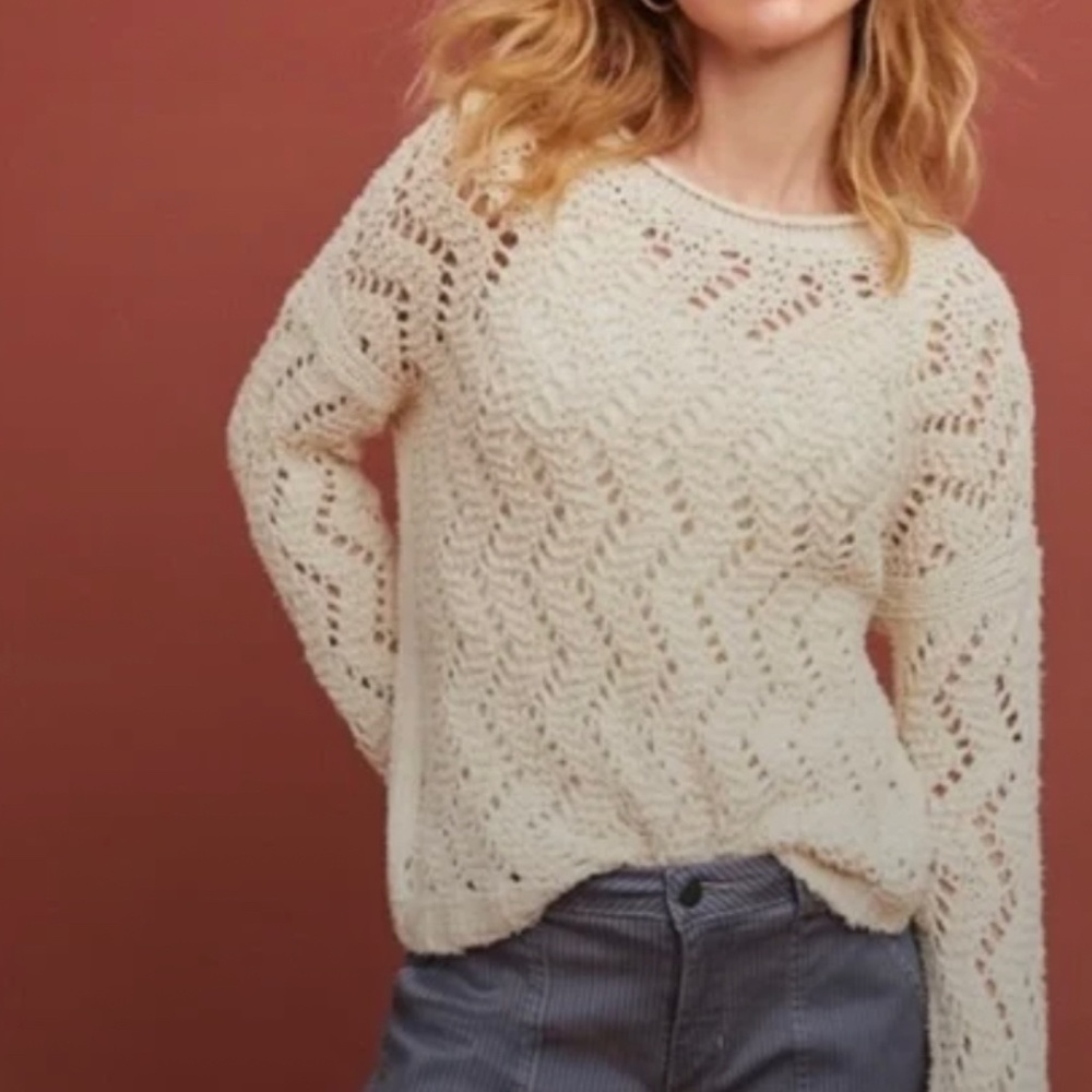 Anthropologie Akemi + Kin Sable Pointelle Knit Sweater